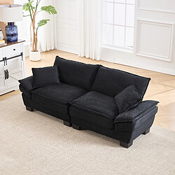 Acheter modfu Canapé droit 3 places en velours noir avec coussins