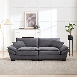 modfu Canapé droit 2 places en velours gris foncé avec coussins et assises profondes