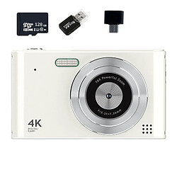 Appareil Photo Numérique VURAHOME C15 1080P Zoom 16X Écran 2,4" 128Go Blanc