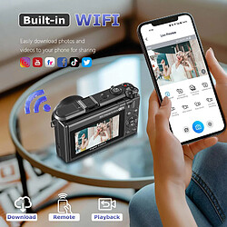 Appareil Photo Numérique Vlog VURAHOME WD3 8K 88MP WiFi Écran 3" Rotatif 180° 128Go Noir