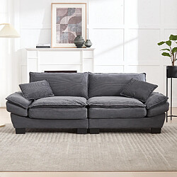 modfu Canapé droit 2 places en velours gris foncé avec coussins et assises profondes