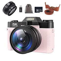 Appareil Photo Numérique ensemble VURAHOME RZ0 5K 75MP WiFi Écran 3" 128Go Rose
