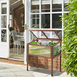 modfu Carré potager sur pieds avec serre froide en bois brun 90 x 50 x 93 cm