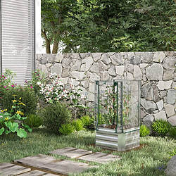 modfu Bac potager surélevé 3-en-1 avec housse PVC et treillis argenté 53x53x90 cm