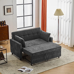 modfu Canapé convertible 2 places en chenille dossier réglable noir antique