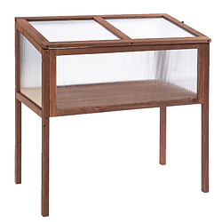 modfu Carré potager sur pieds avec serre froide en bois brun 90 x 50 x 93 cm