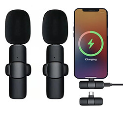 INF Microphone Lavalier Sans Fil Double Interface Type-C - Micro Cravate à Clip pour Streaming