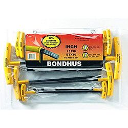 Bondhus Poignée en T Embouts avec 6 pans à tête btx10, pouces, 10 pièces, 13138