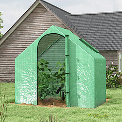 modfu Serre de jardin en acier vert 180 x 100 x 168 cm avec porte zippée et fenêtre