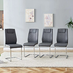 Pugsdrly Chaises - lot de 4 - PU - pieds en métal - Gris foncé