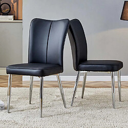 Pugsdrly Chaises lot de 2 - Matériau PU - Pieds en métal - Dossier haut - Noir