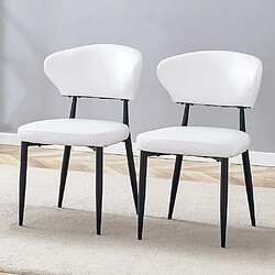 Avis Pugsdrly Chaises de salle à manger lot de 2 - Pieds en métal - blanc