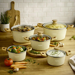 Avis Cheffinger Ensemble de 5 Marmites Antiadhésif Tous Feux Induction avec Couvercles Beige