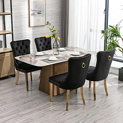 Pugsdrly Chaises de salle à manger - Couleurs noir et or - Pieds en bois massif