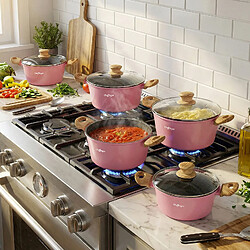Avis Cheffinger Ensemble de 5 Marmites Antiadhésif Tous Feux Induction avec Couvercles Rose