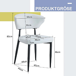 Pugsdrly Chaises de salle à manger lot de 2 - Pieds en métal - blanc pas cher