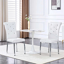 Pugsdrly Lot de 2 chaises de salle à manger - Blanc - Pieds en métal
