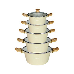 Cheffinger Ensemble de 5 Marmites Antiadhésif Tous Feux Induction avec Couvercles Beige