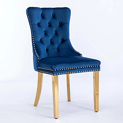 Acheter Pugsdrly Chaises de salle à manger en velours (lot de 2) - Bleu + Or
