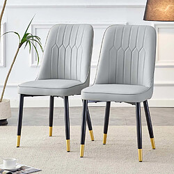 Pugsdrly Chaises - Lot de 2 - Gris - Dossier haut - Pieds en métal
