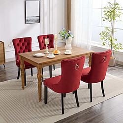 Pugsdrly Chaise de Cuisine, Pieds en bois massif - rouge - velours