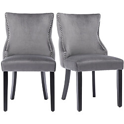 Pugsdrly Chaises de salle à manger - Lot de 2 - Velours - Gris