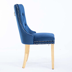 Avis Pugsdrly Chaises de salle à manger en velours (lot de 2) - Bleu + Or