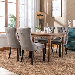 Pugsdrly Chaise de Cuisine, Pieds en bois massif - gris - velours