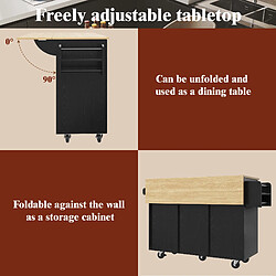 Merax Îlot De Cuisine - Noir - Multifonction - Rangement Extensible pas cher
