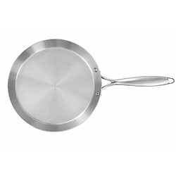 Cheffinger Poêle à Crêpes 28 cm en Acier Inoxydable Compatible Tous Feux Induction Argent