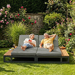 Merax Fauteuil De Jardin-chaise Longue D'extérieur-bain De Soleil-lit De Jour Double-gris