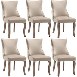 Pugsdrly Chaise de salon - Lot de 6 - Beige - Velours