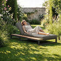 Merax Fauteuil De Jardin-chaise Longue D'extérieur-bain De Soleil Pour Terrass-côté Gauche-gris