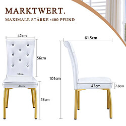 Avis Pugsdrly Lot de 2 chaises de salle à manger - Pieds en métal - Blanc