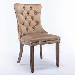 Pugsdrly Chaise de Cuisine, Pieds en bois massif - kaki - velours