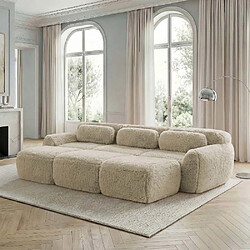 Pugsdrly Canapé modulable 3 places - Mousse haute résilience - Kaki - Moelleux