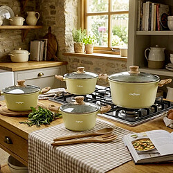 Acheter Cheffinger Ensemble de 5 Marmites Antiadhésif Tous Feux Induction avec Couvercles Beige