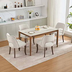 Pugsdrly Lot de 2 chaises de salle à manger en bois massif - Beige