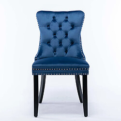 Pugsdrly Chaise de Cuisine, Pieds en bois massif - bleu - velours