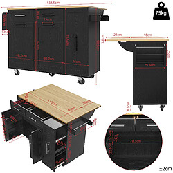 Acheter Merax Îlot De Cuisine - Noir - Multifonction - Rangement Extensible