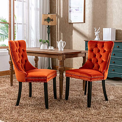 Pugsdrly Chaise de Cuisine, Pieds en bois massif - orange, velours