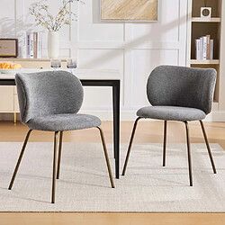 Pugsdrly Lot de 2 chaises de salle à manger modernes - pieds en métal - gris