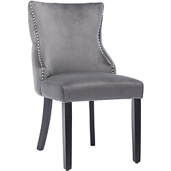 Pugsdrly Chaises de salle à manger - Lot de 6 - Velours - Gris