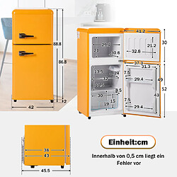 Acheter Merax Réfrigérateur 2 Porte 60 L-classe E-45 dB-silencieuse-rétro-jaune Antique