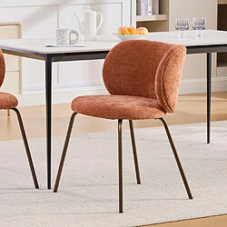 Pugsdrly Chaise de salle à manger moderne en chenille - pieds en métal - orange