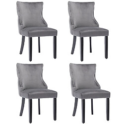 Pugsdrly Chaises de salle à manger - Lot de 4 - Velours - Gris