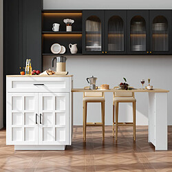 Avis Merax Îlot Central Cuisine-table Extensible Avec Rangement-pour 2 à 6 Personnes-desserte-blanc