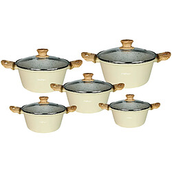 Cheffinger Ensemble de 5 Marmites Antiadhésif Tous Feux Induction avec Couvercles Beige