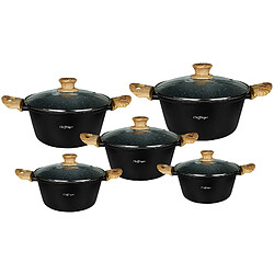 Cheffinger Ensemble de 5 Marmites Antiadhésif Tous Feux Induction avec Couvercles Noir