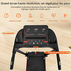 Merax Tapis De Course-12 Programmes-14km/h-écrans LED-6 Amortisseurs-Noir Et Rouge